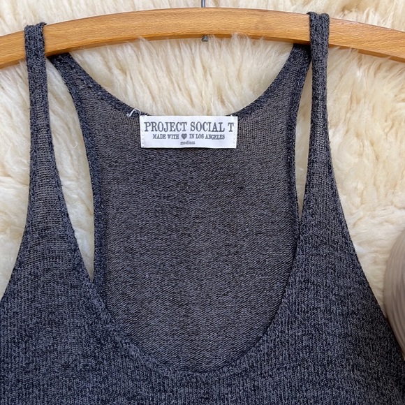 Protect Social T,Medium grey thin rib knit tank - Picture 3 of 7